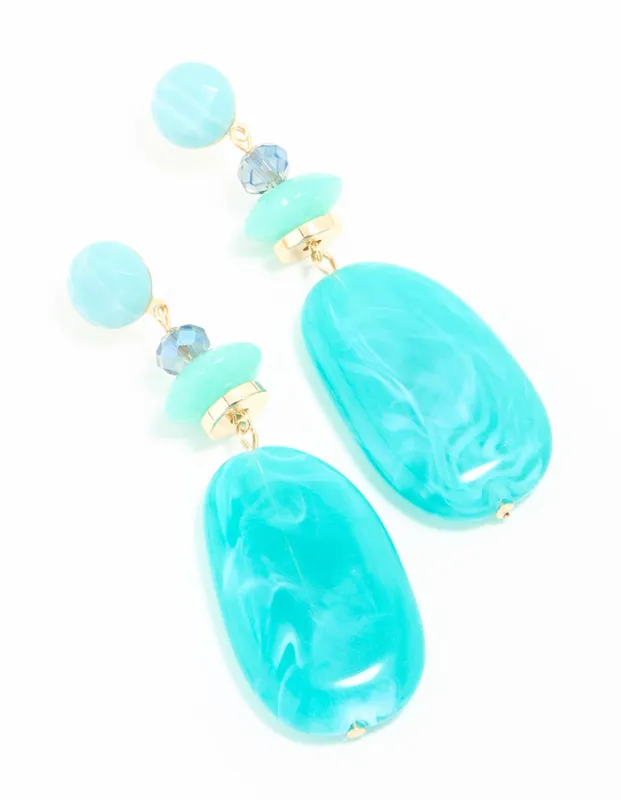 Blue Acrylic Beaded Drop Earrings sold by lovisa