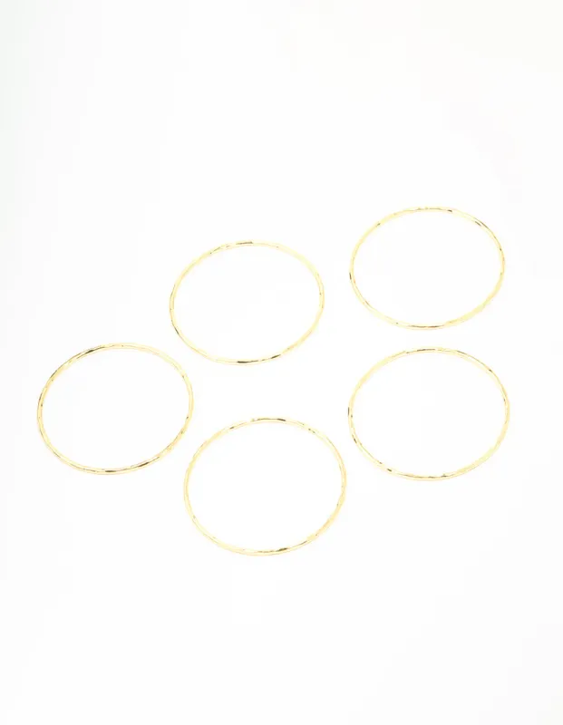 Gold Plated Textured Bangles 5-Pack sold by lovisa