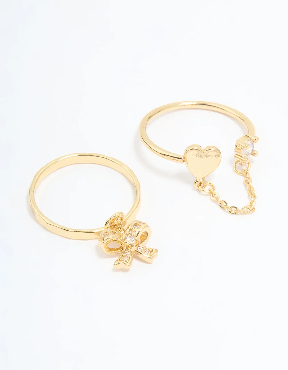 Gold Plated Cubic Zirconia Heart Chain Ring sold by lovisa