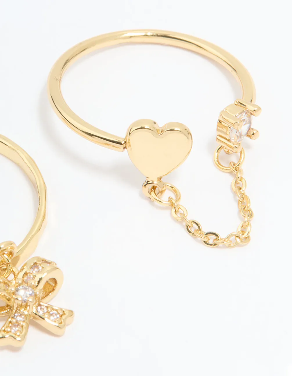 Gold Plated Cubic Zirconia Heart Chain Ring sold by lovisa product image thumbnail 5