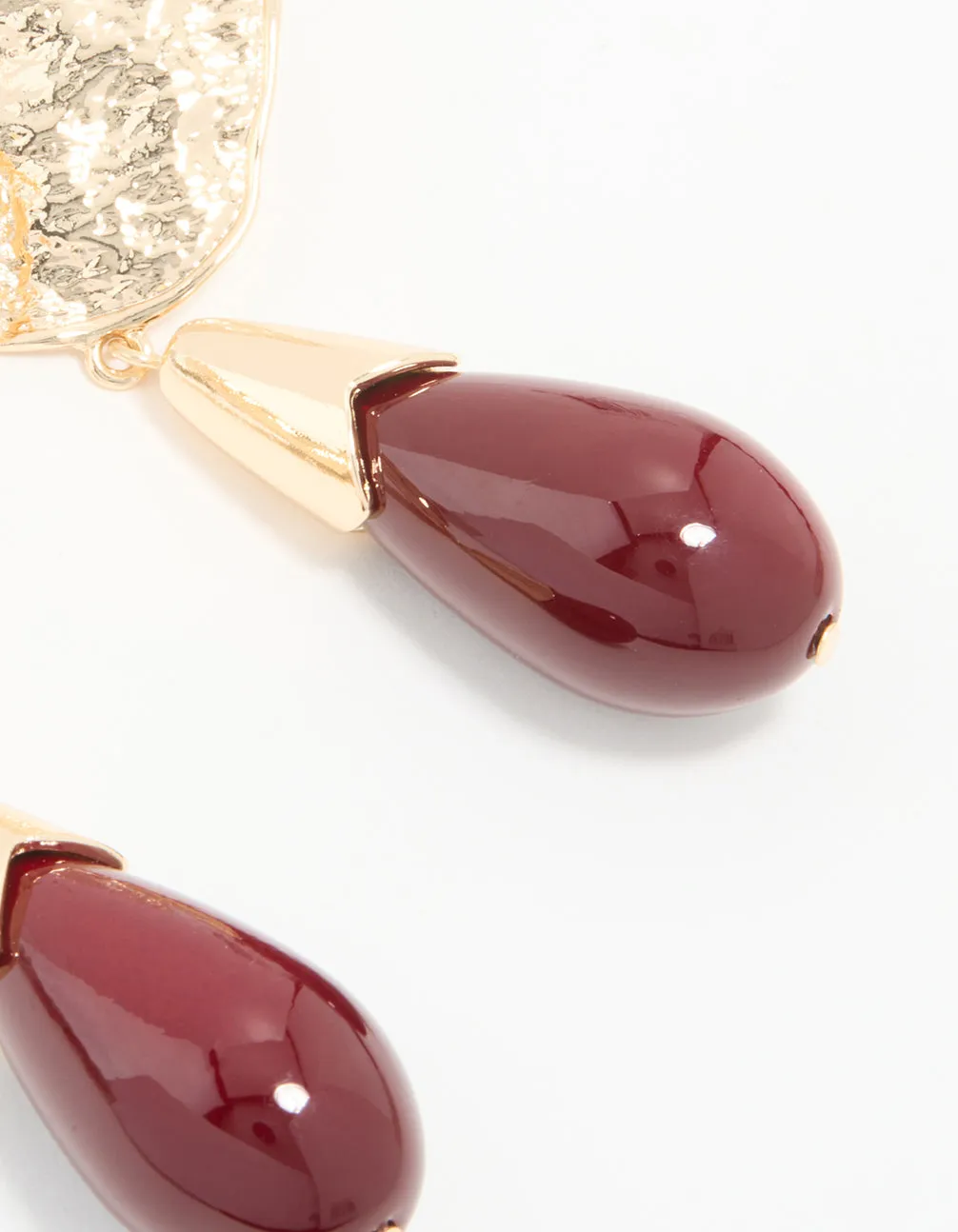 Gold Red Stone Molten Teardrop Earrings sold by lovisa product image thumbnail 3