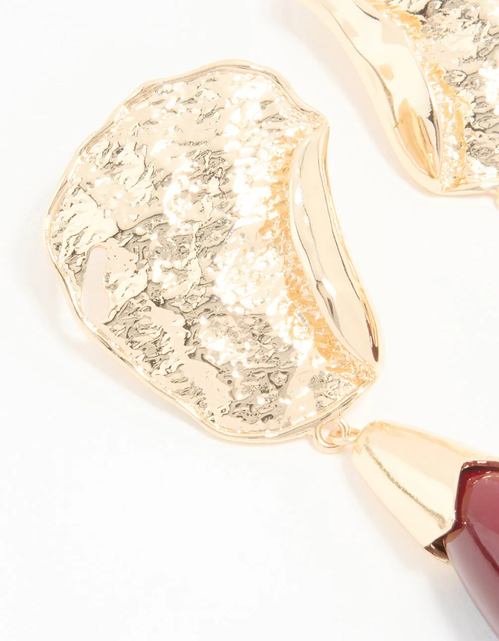 Gold Red Stone Molten Teardrop Earrings sold by lovisa product image thumbnail 2