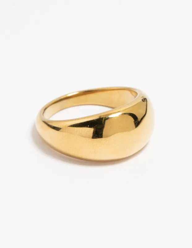 Waterproof Gold Plated Stainless Steel Thick Signet Ring sold by lovisa