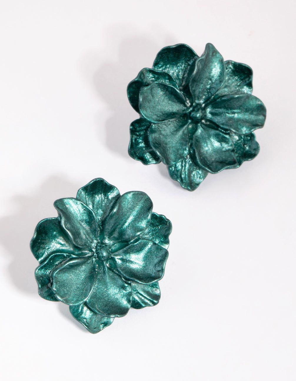 Teal Flower Statement Stud Earrings sold by lovisa