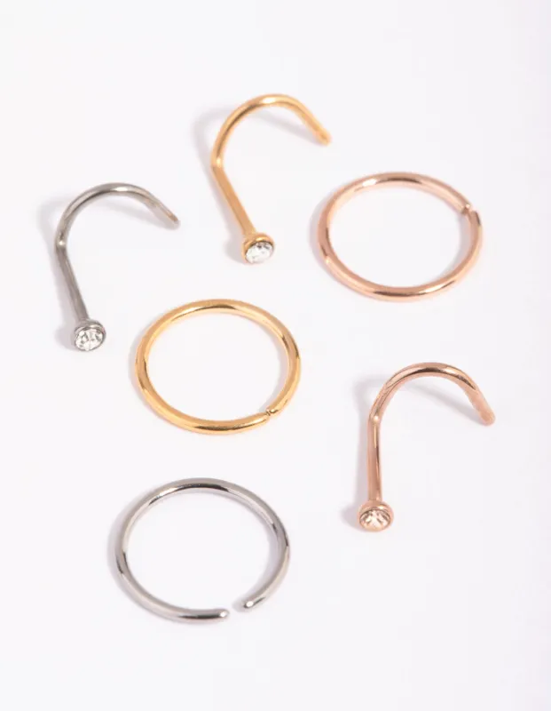 Titanium Nose Stud 6-Pack sold by lovisa