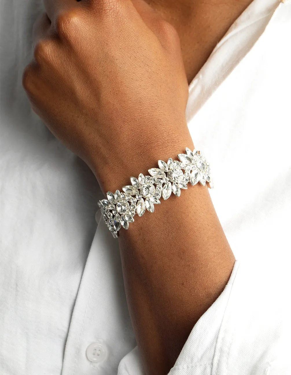 Silver Diamante Flower Stretch Bracelet sold by lovisa product image thumbnail 2