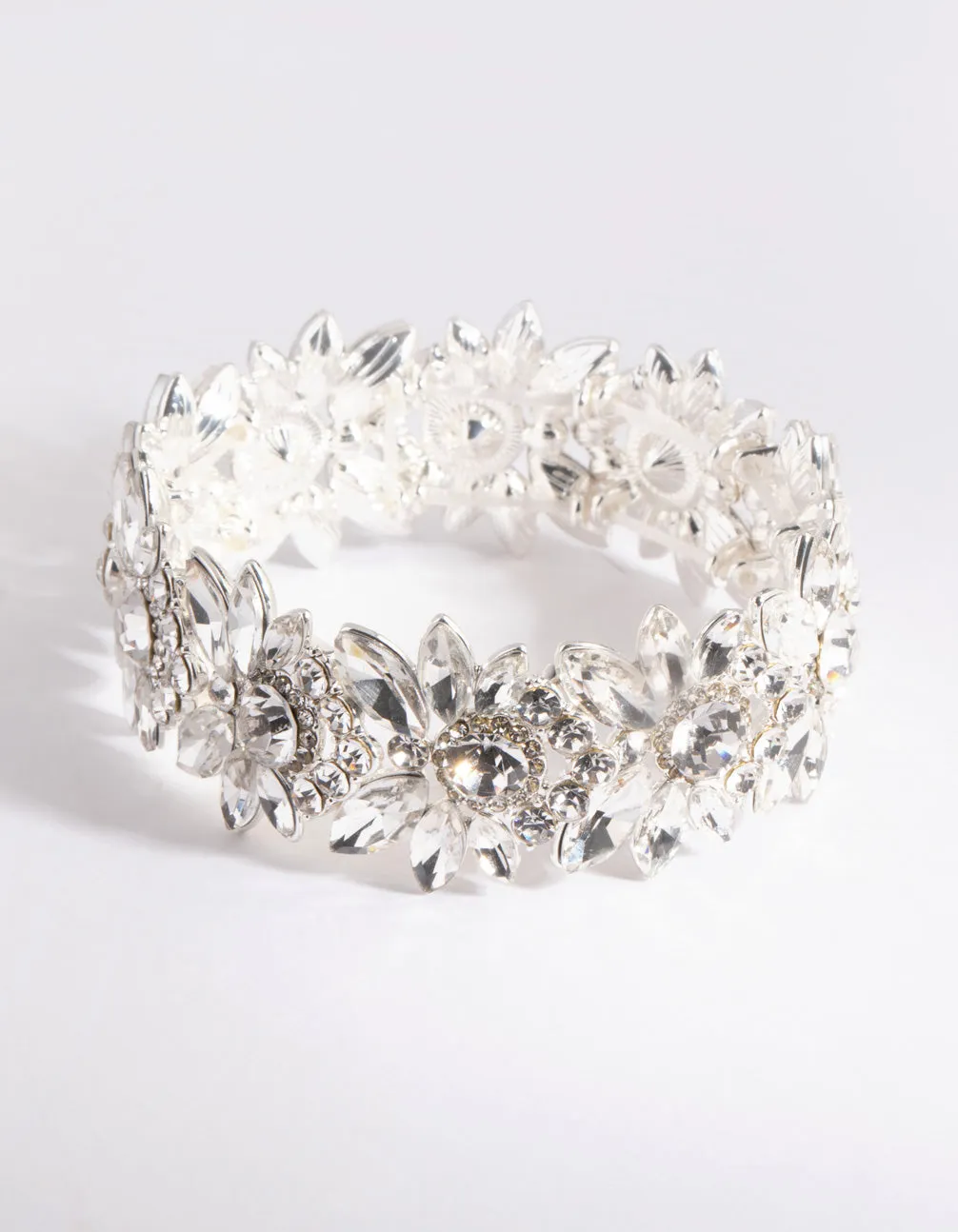 Silver Diamante Flower Stretch Bracelet sold by lovisa
