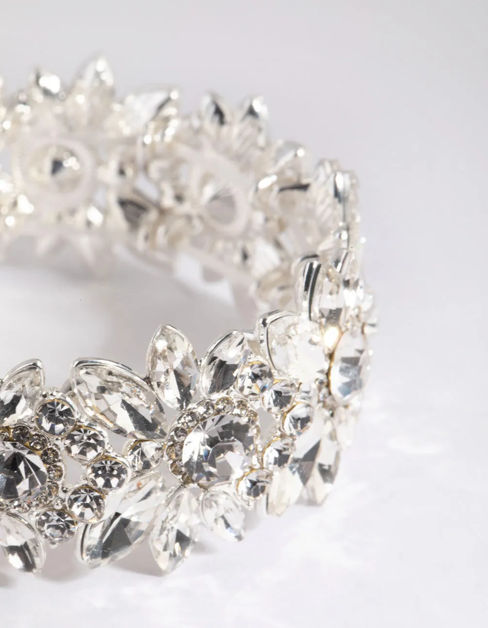 Silver Diamante Flower Stretch Bracelet sold by lovisa product image thumbnail 3