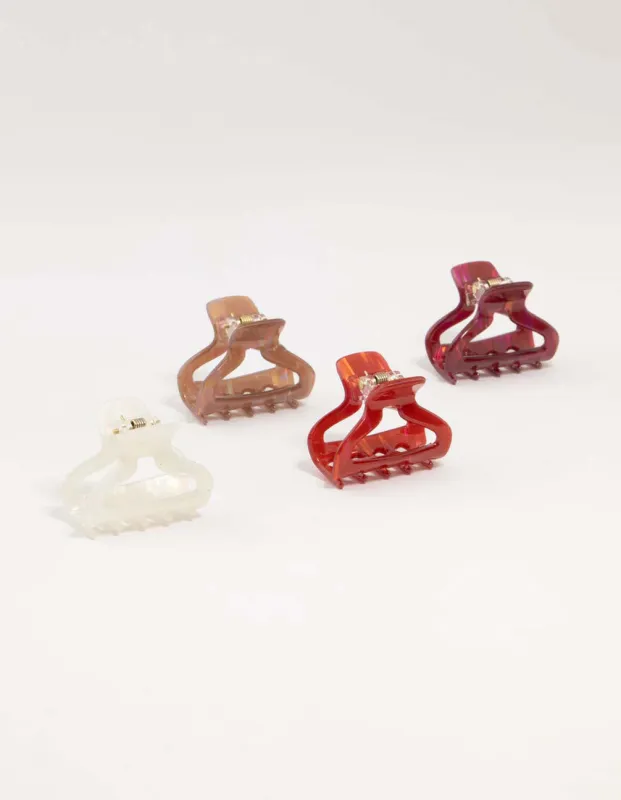 Red & Brown Acrylic Small Shaped Claw Clips 4-Pack sold by lovisa