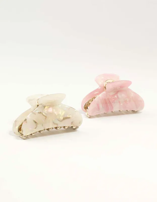 Pink & Cream Acrylic Curved Claw Clip 2-Pack sold by lovisa