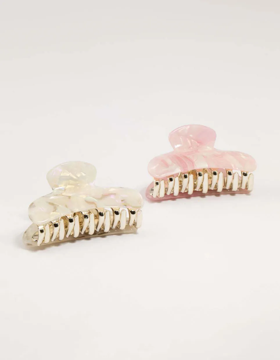 Pink & Cream Acrylic Curved Claw Clip 2-Pack sold by lovisa product image thumbnail 3
