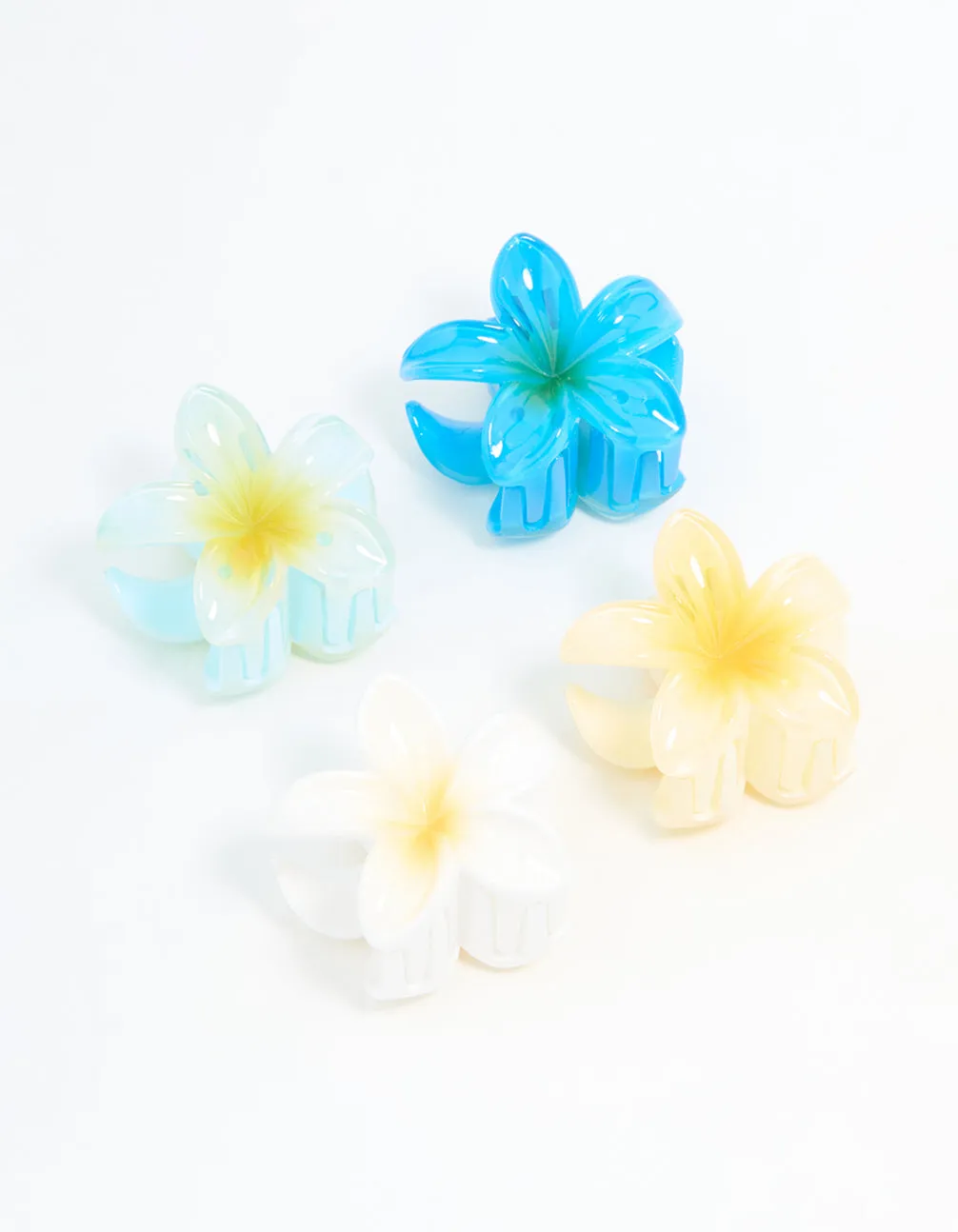 Blue & White Mini Frangipani Claw Clips 4-Pack sold by lovisa