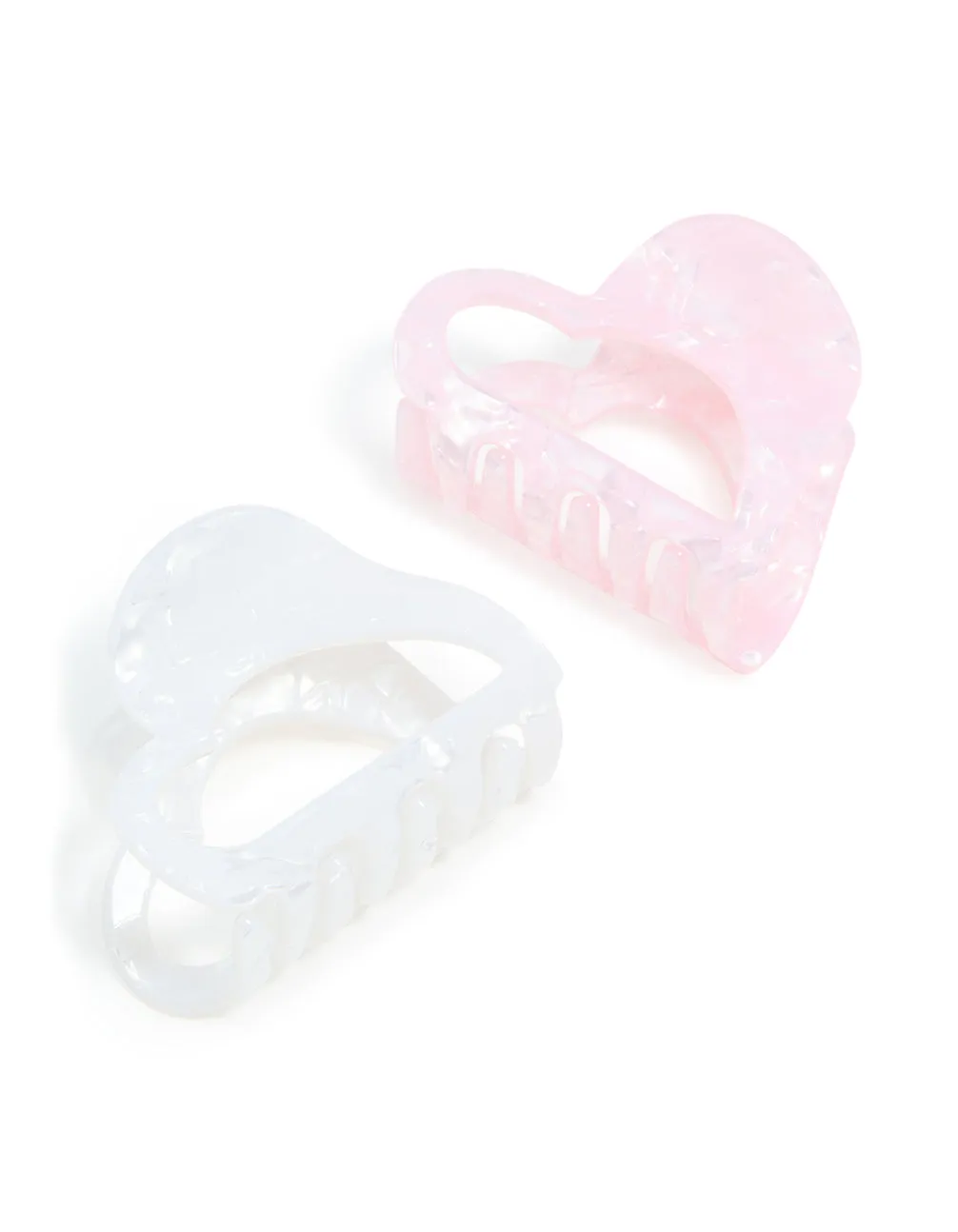 White & Pink Acrylic Small Heart Claw Clips 2-Pack sold by lovisa