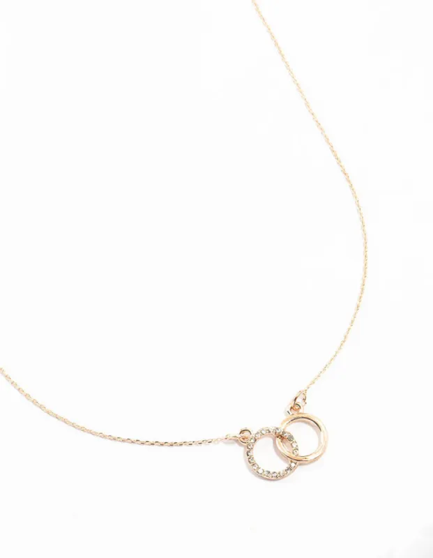 Rose Gold Diamante Double Circle Link Necklace sold by lovisa
