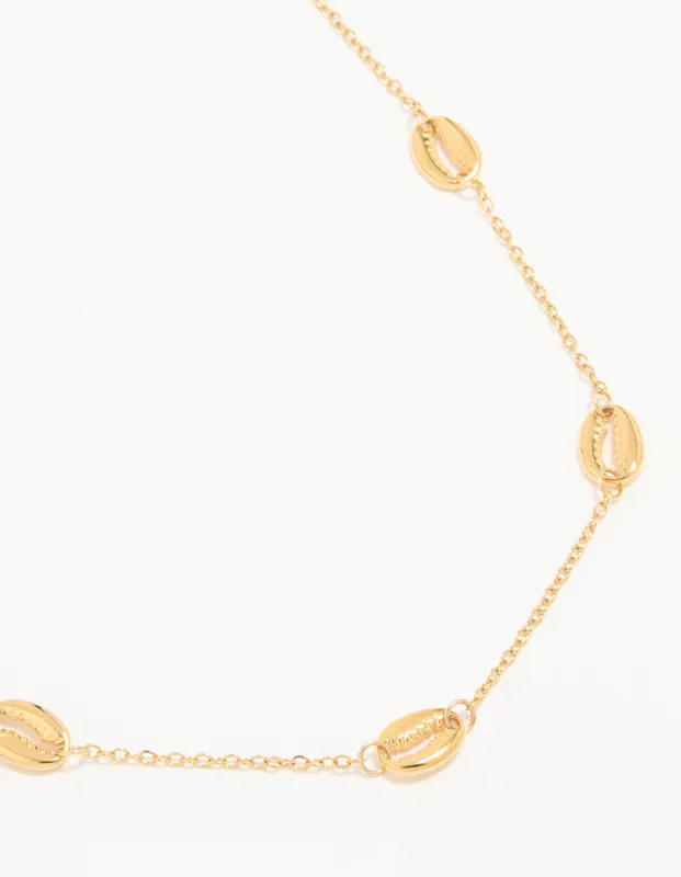 Waterproof Gold Plated Stainless Steel Shell Charm Short Necklace sold by lovisa