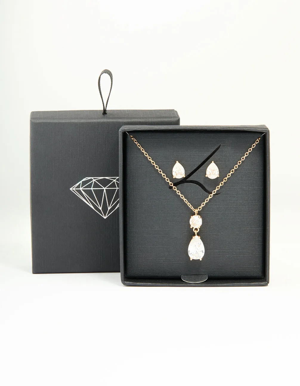Gold Cubic Zirconia Classic Teardrop Earrings & Necklace Set sold by lovisa product image thumbnail 3