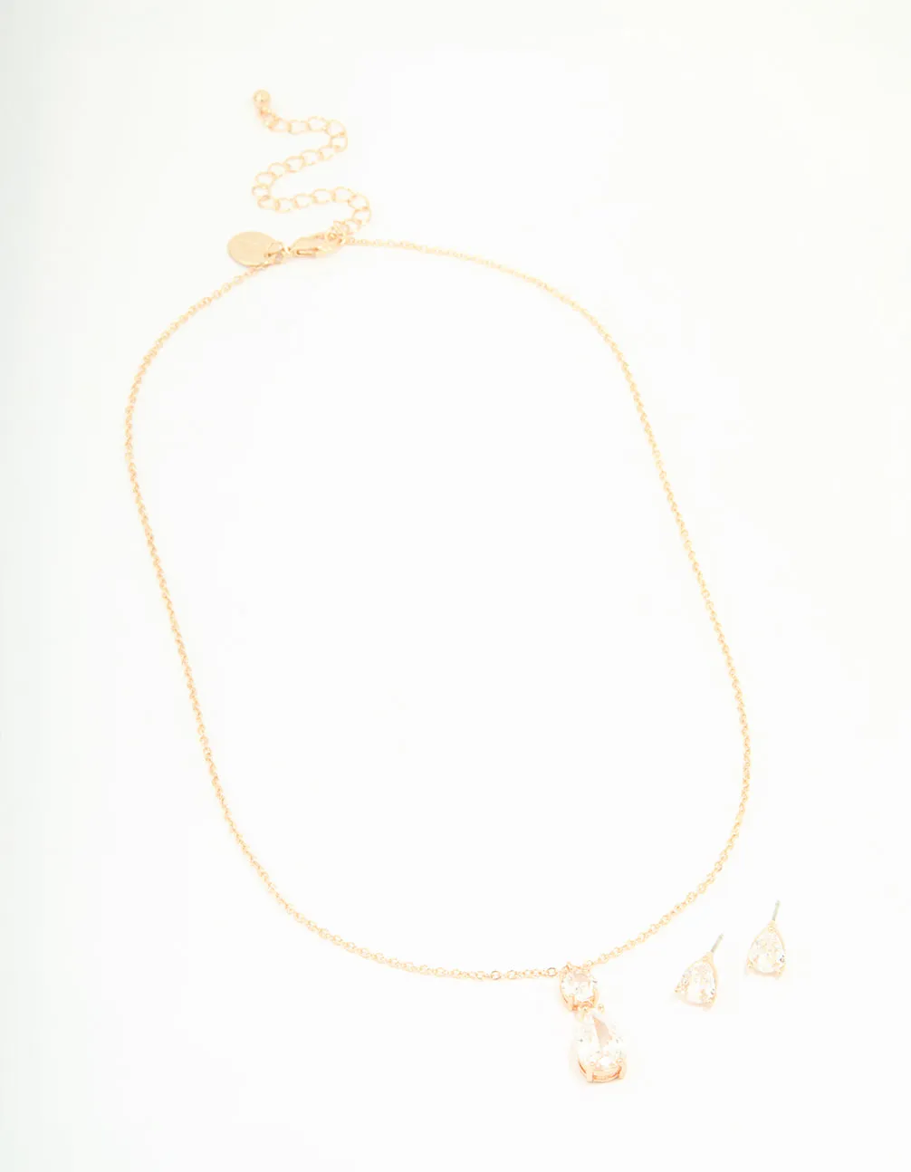 Gold Cubic Zirconia Classic Teardrop Earrings & Necklace Set sold by lovisa product image thumbnail 2
