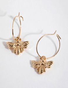 Gold Bee Pendant Huggie Hoop Earrings sold by lovisa