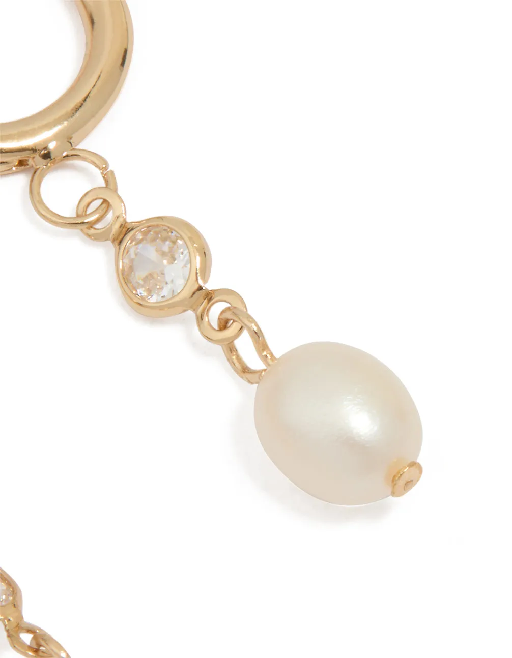 Waterproof Gold Plated Stainless Steel Cubic Zirconia Pearl Huggie Earrings sold by lovisa product image thumbnail 3