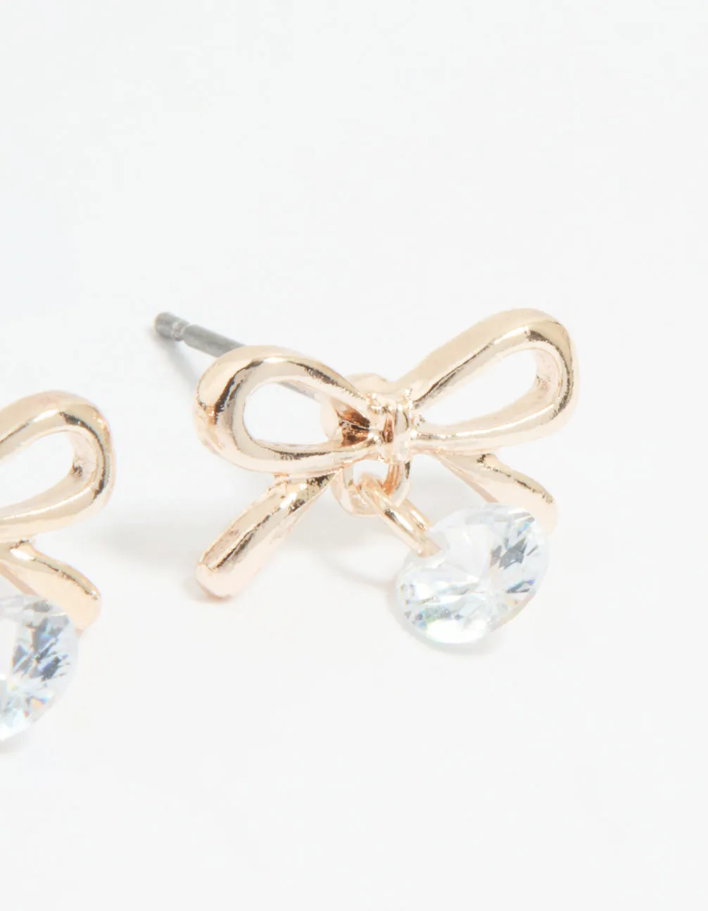 Rose Gold Diamante Bow Drop Earrings sold by lovisa product image thumbnail 5