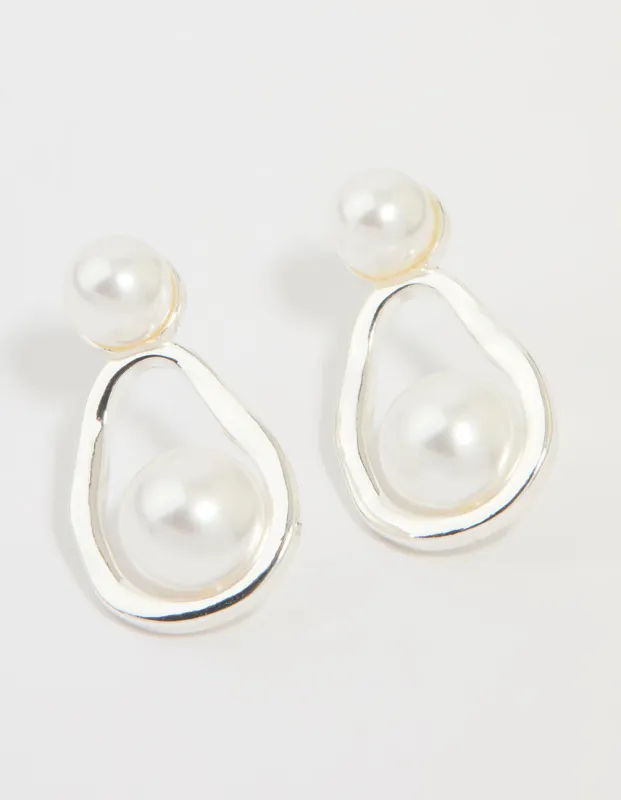 Silver Pearl Pear Drop Earrings sold by lovisa