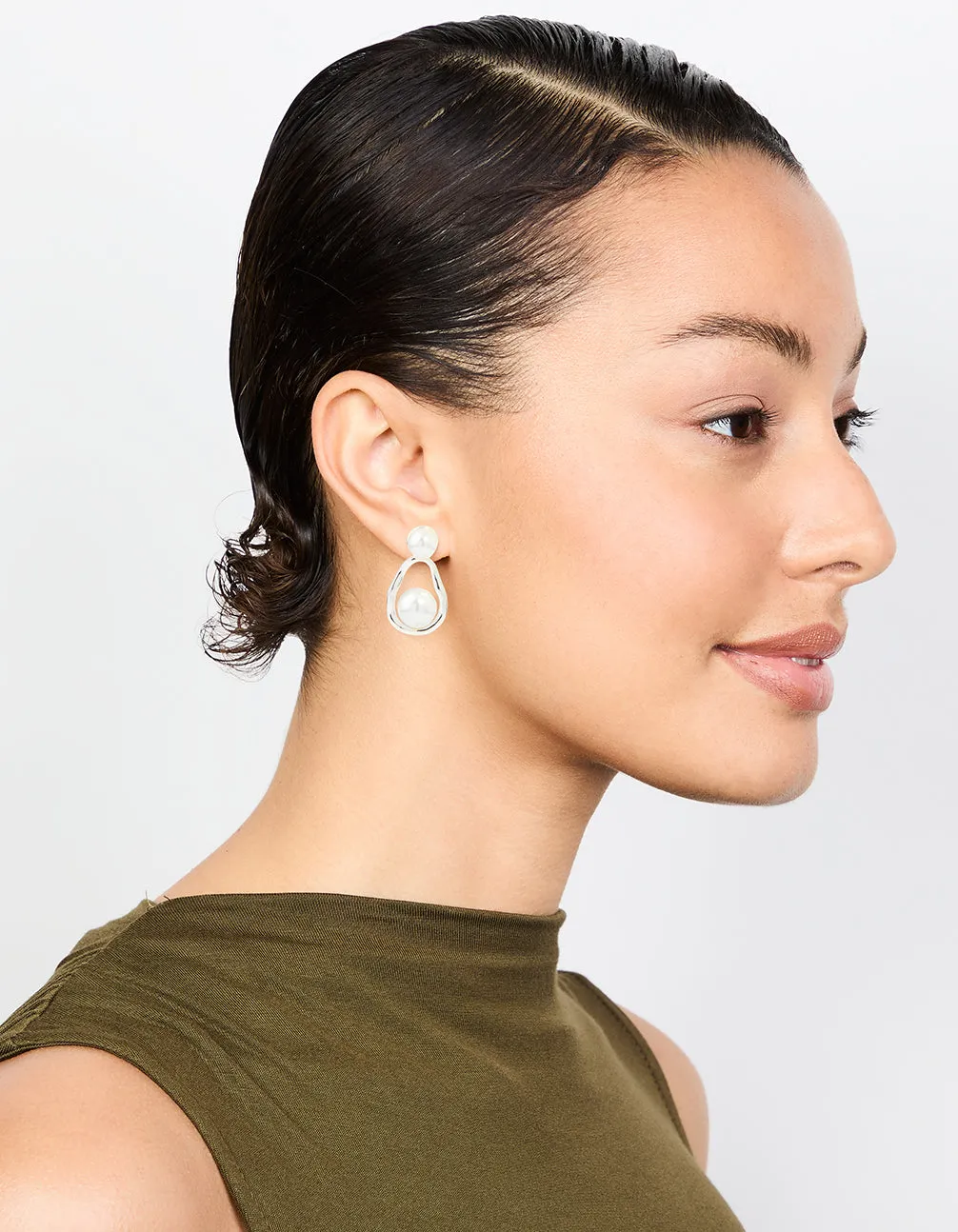 Silver Pearl Pear Drop Earrings sold by lovisa product image thumbnail 3