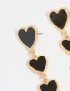 Gold Black Heart Tiered Drop Earrings sold by lovisa