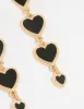 Gold Black Heart Tiered Drop Earrings sold by lovisa
