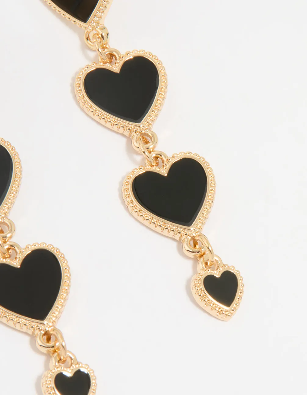 Gold Black Heart Tiered Drop Earrings sold by lovisa product image thumbnail 5