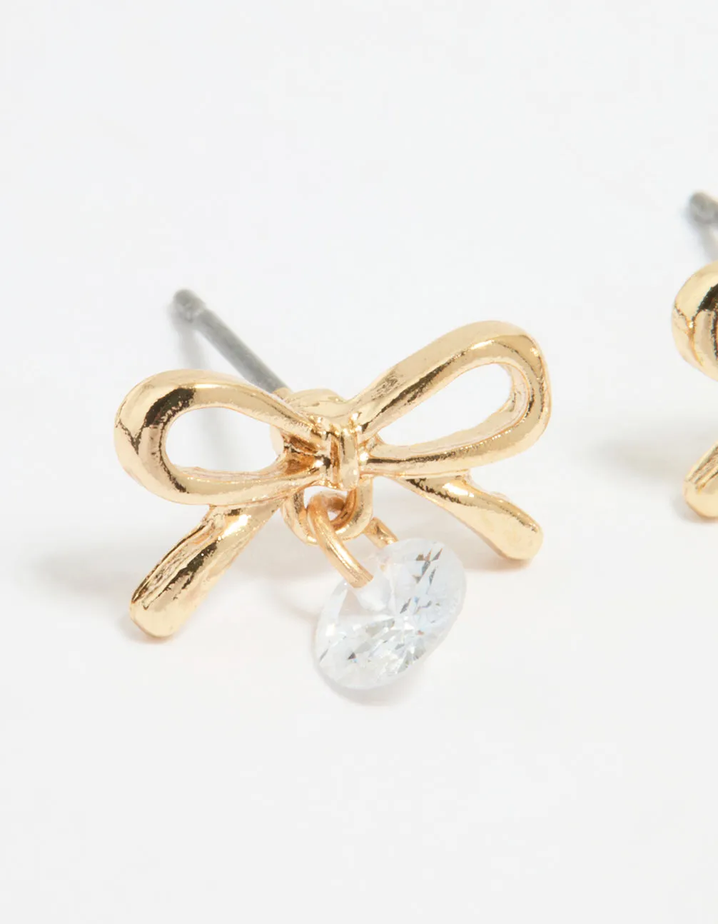 Gold Diamante Bow Stud Earrings sold by lovisa product image thumbnail 2