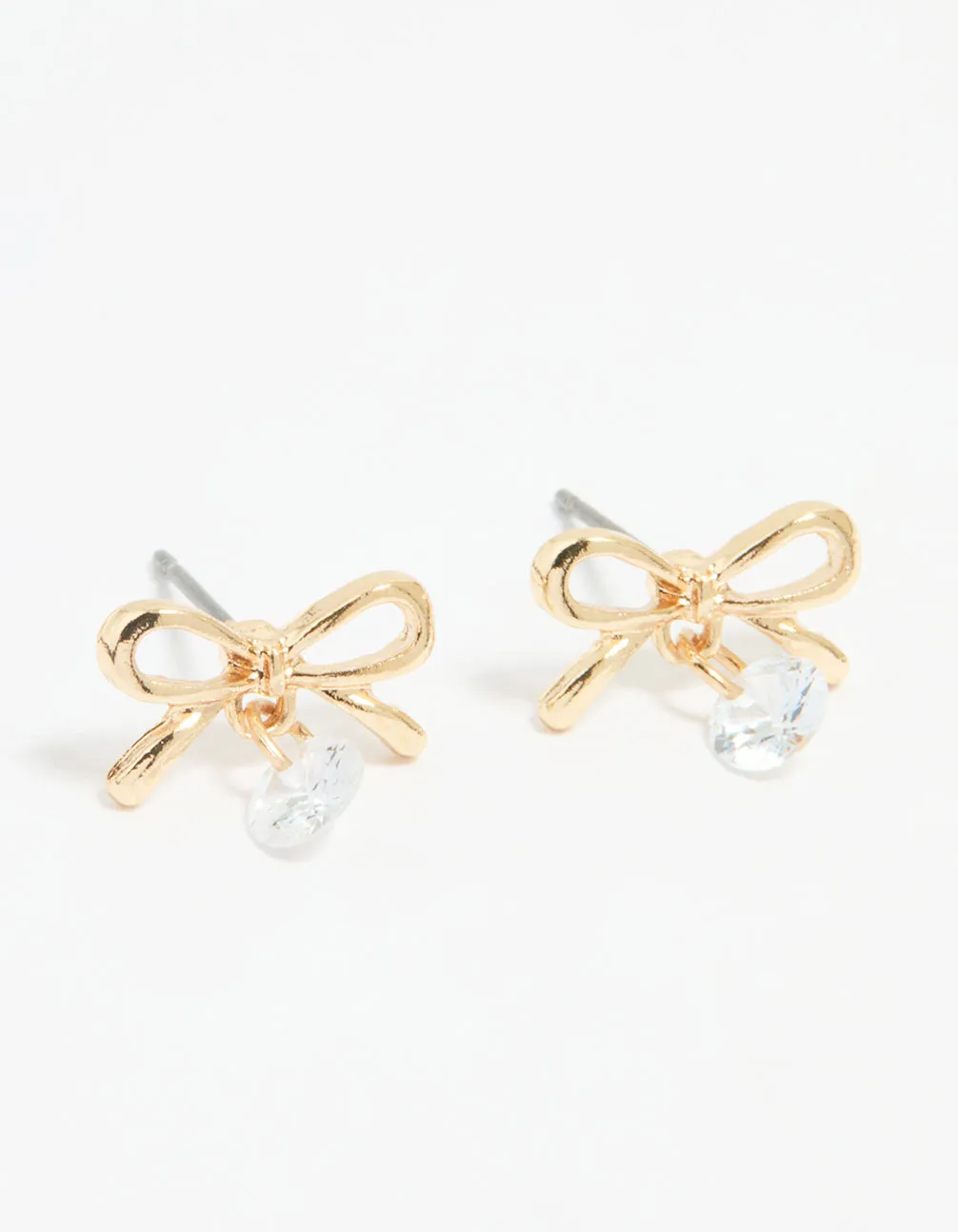 Gold Diamante Bow Stud Earrings sold by lovisa