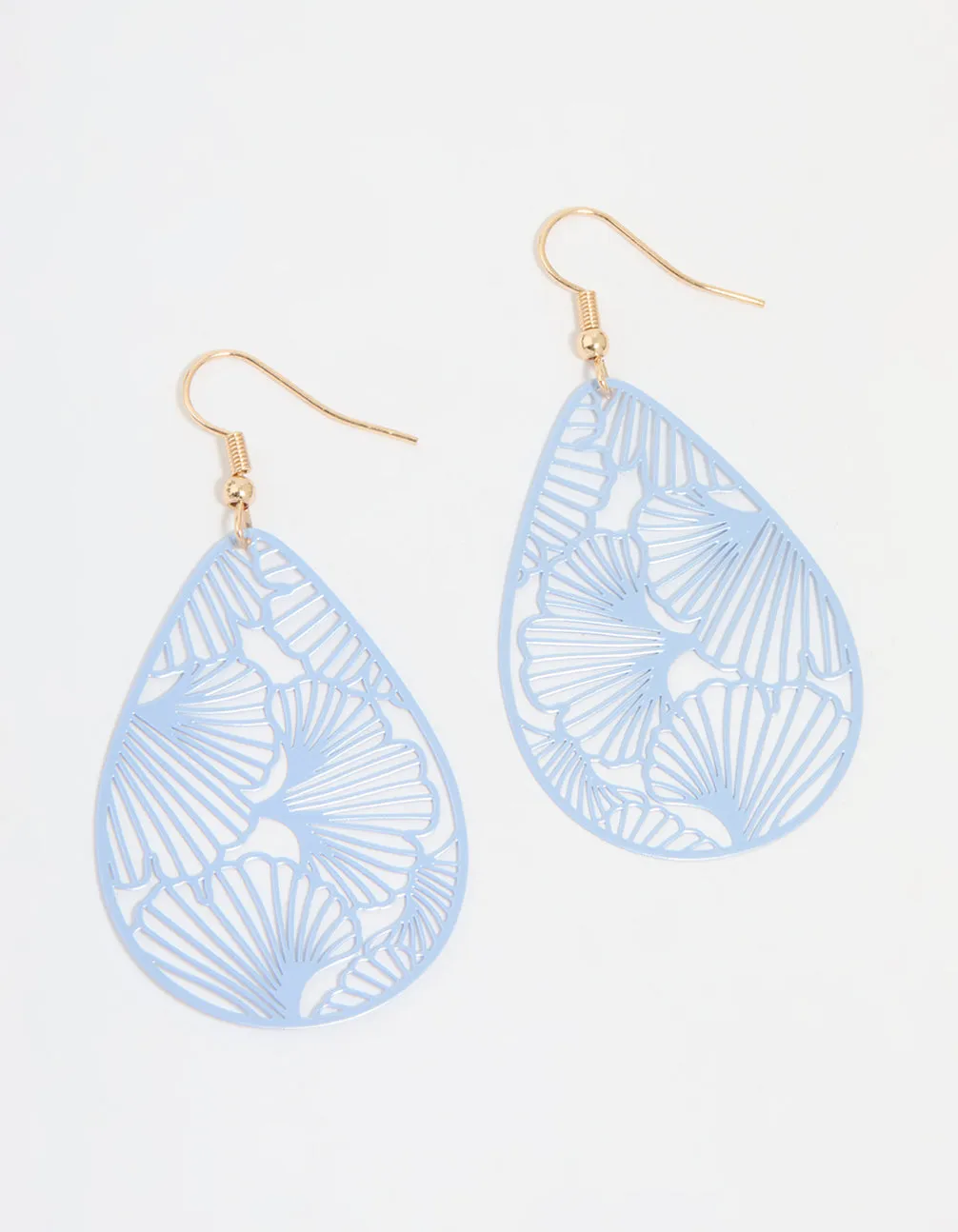 Gold Blue Filigree Pear Drop Earrings sold by lovisa