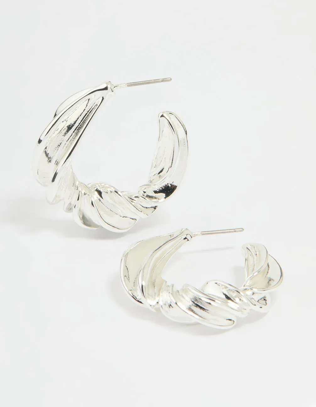 Silver Thick Twisted Hoop Earrings sold by lovisa
