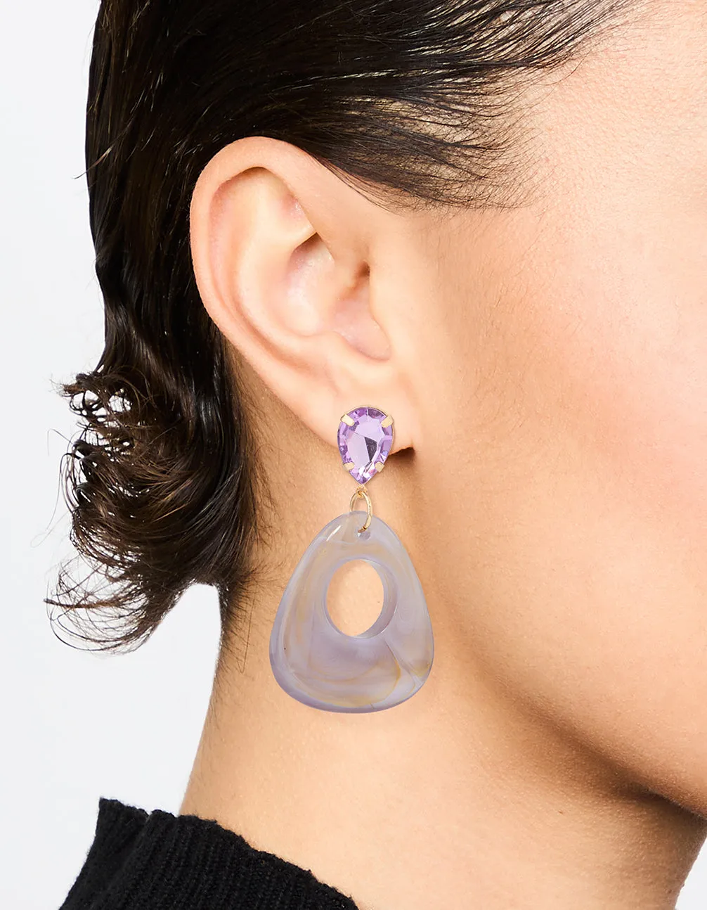 Gold Diamante Purple Acrylic Drop Earrings sold by lovisa product image thumbnail 2