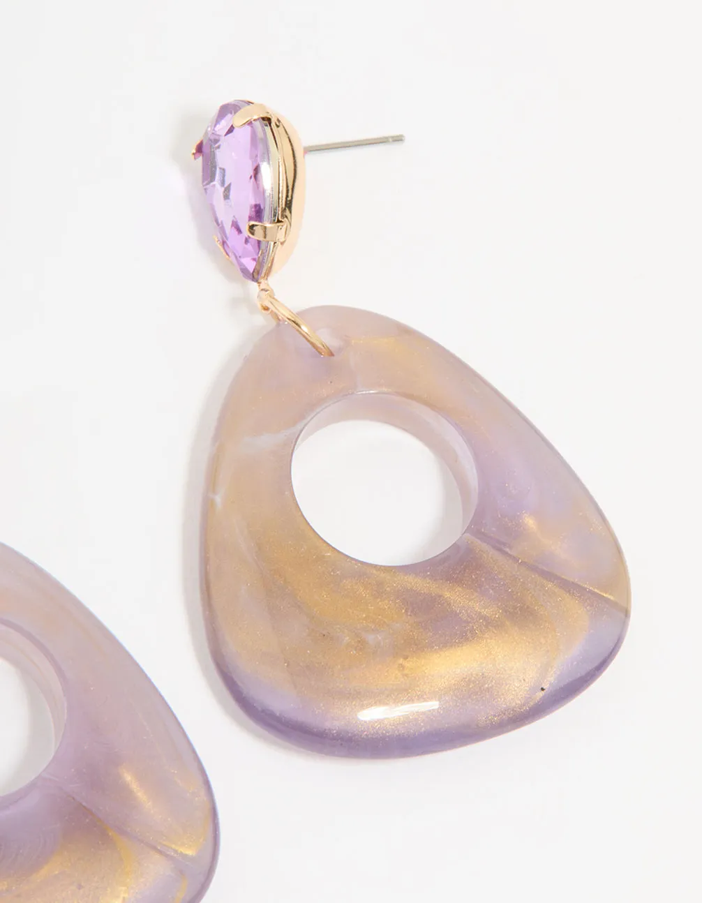 Gold Diamante Purple Acrylic Drop Earrings sold by lovisa product image thumbnail 5