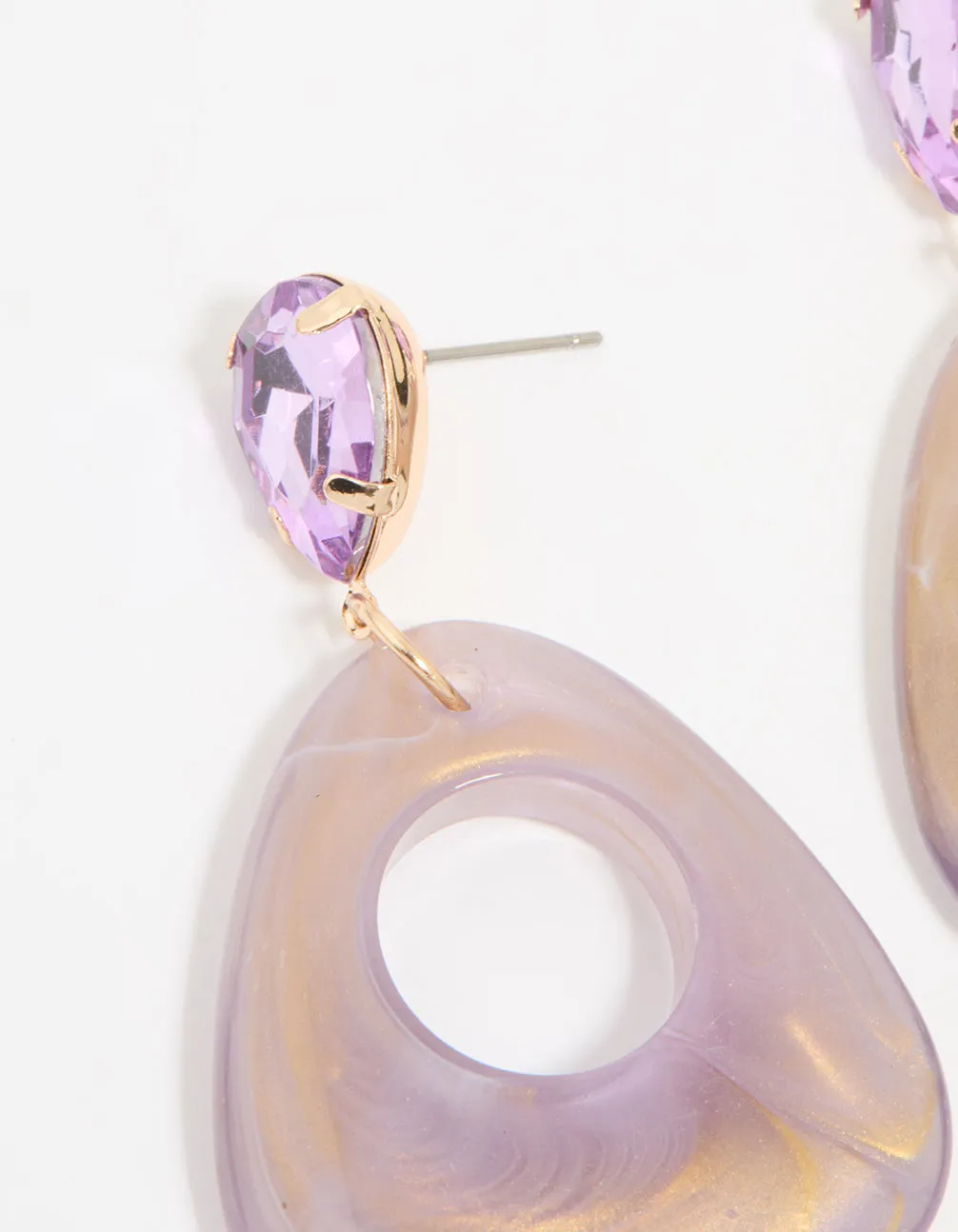 Gold Diamante Purple Acrylic Drop Earrings sold by lovisa product image thumbnail 4