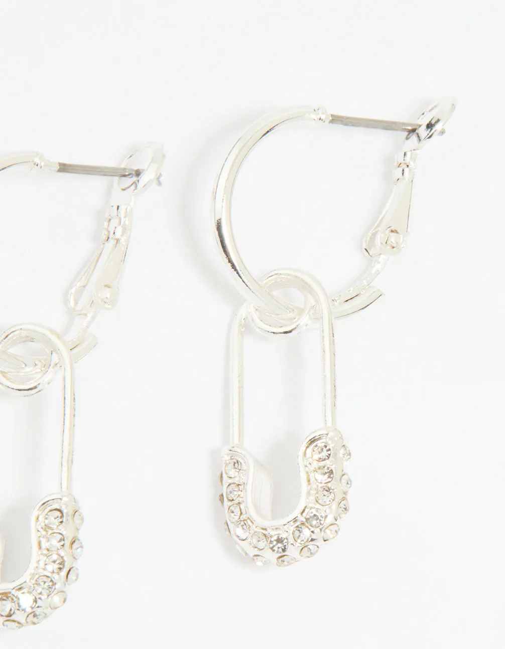Silver Diamante Paperclip Huggie Earrings sold by lovisa product image thumbnail 3