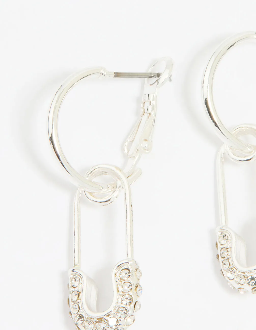 Silver Diamante Paperclip Huggie Earrings sold by lovisa product image thumbnail 2