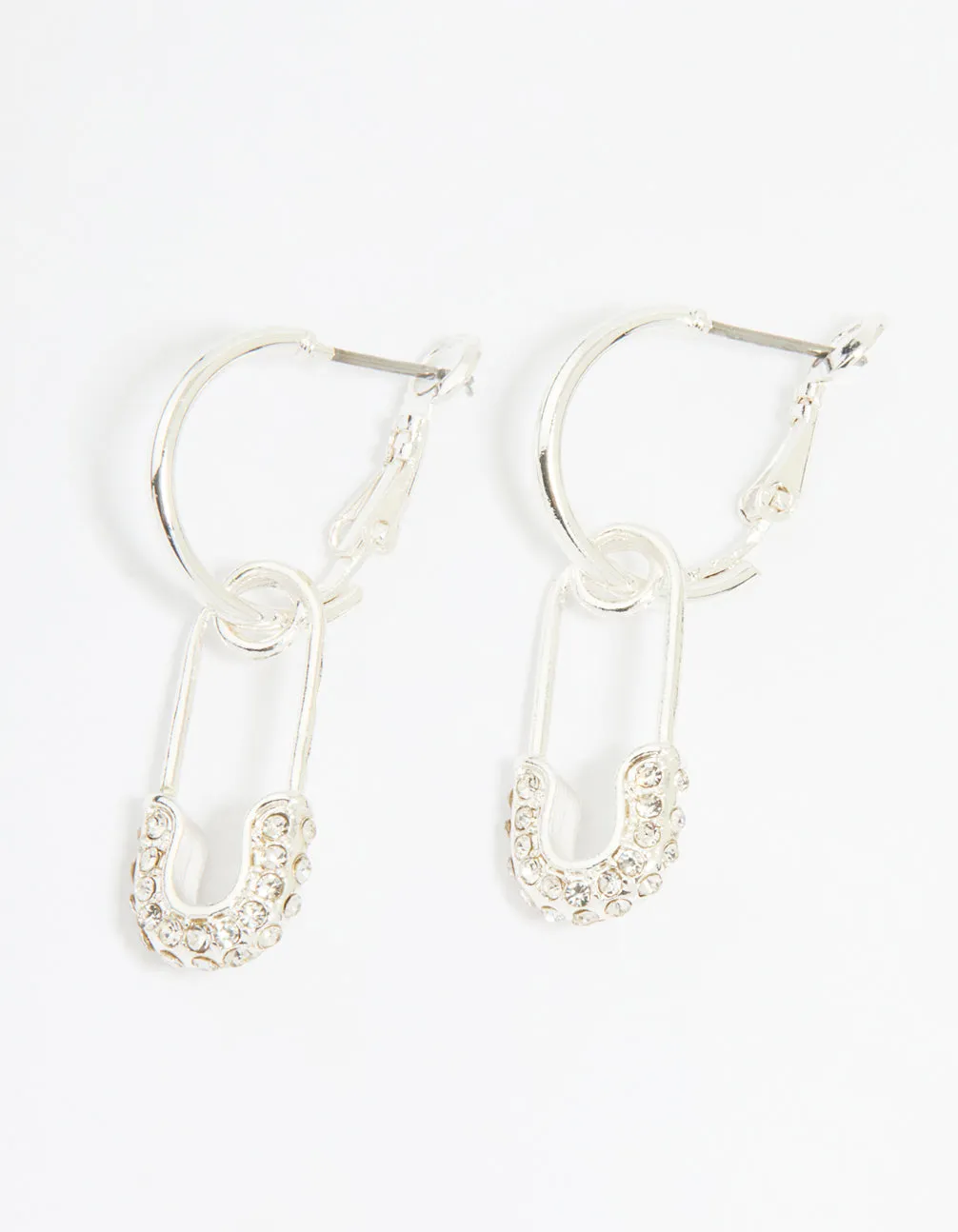 Silver Diamante Paperclip Huggie Earrings sold by lovisa