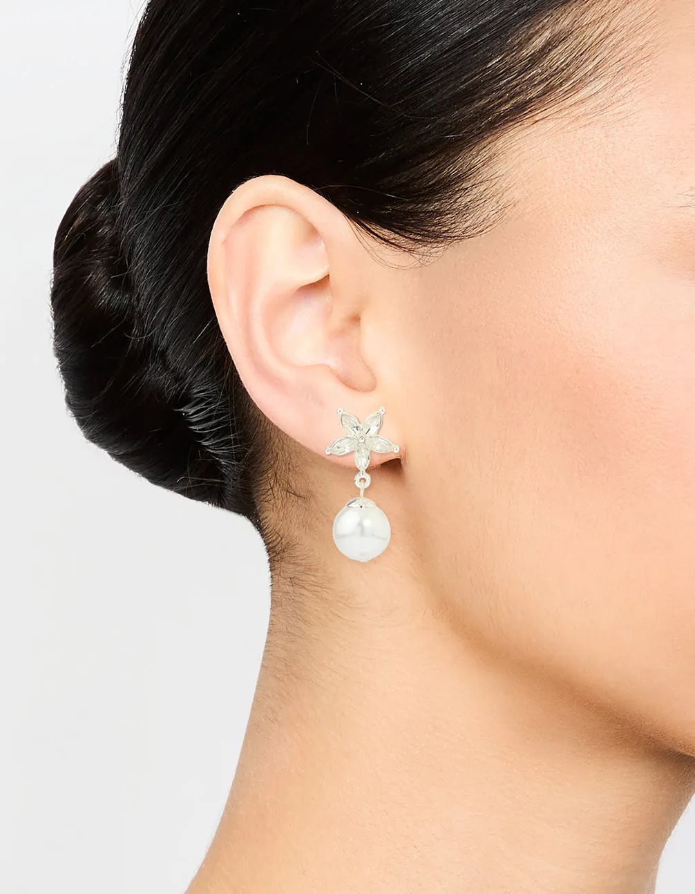 Silver Diamante Pearl Drop Earrings sold by lovisa product image thumbnail 2