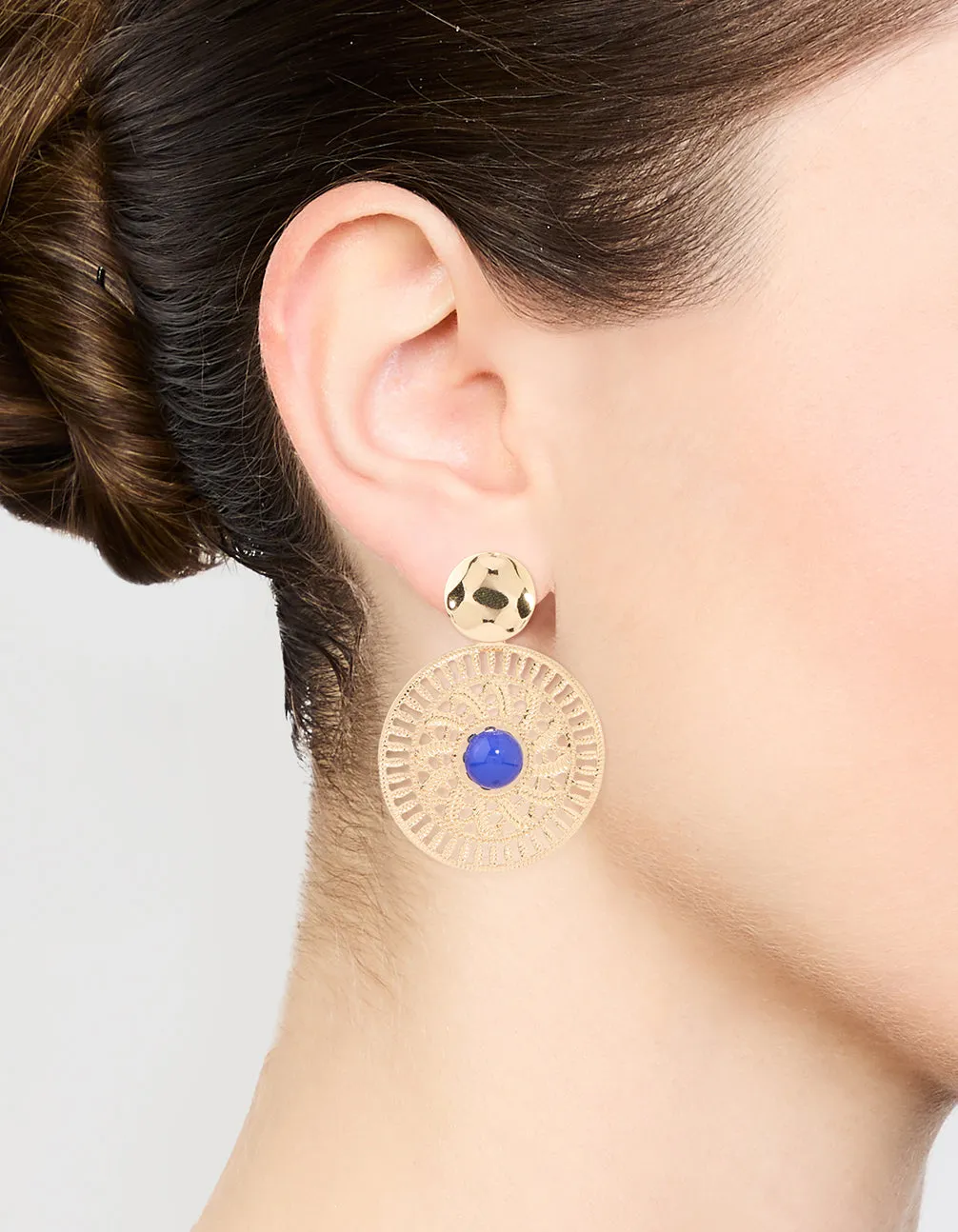 Gold Filigree & Blue Marble Center Drop Earrings sold by lovisa product image thumbnail 2