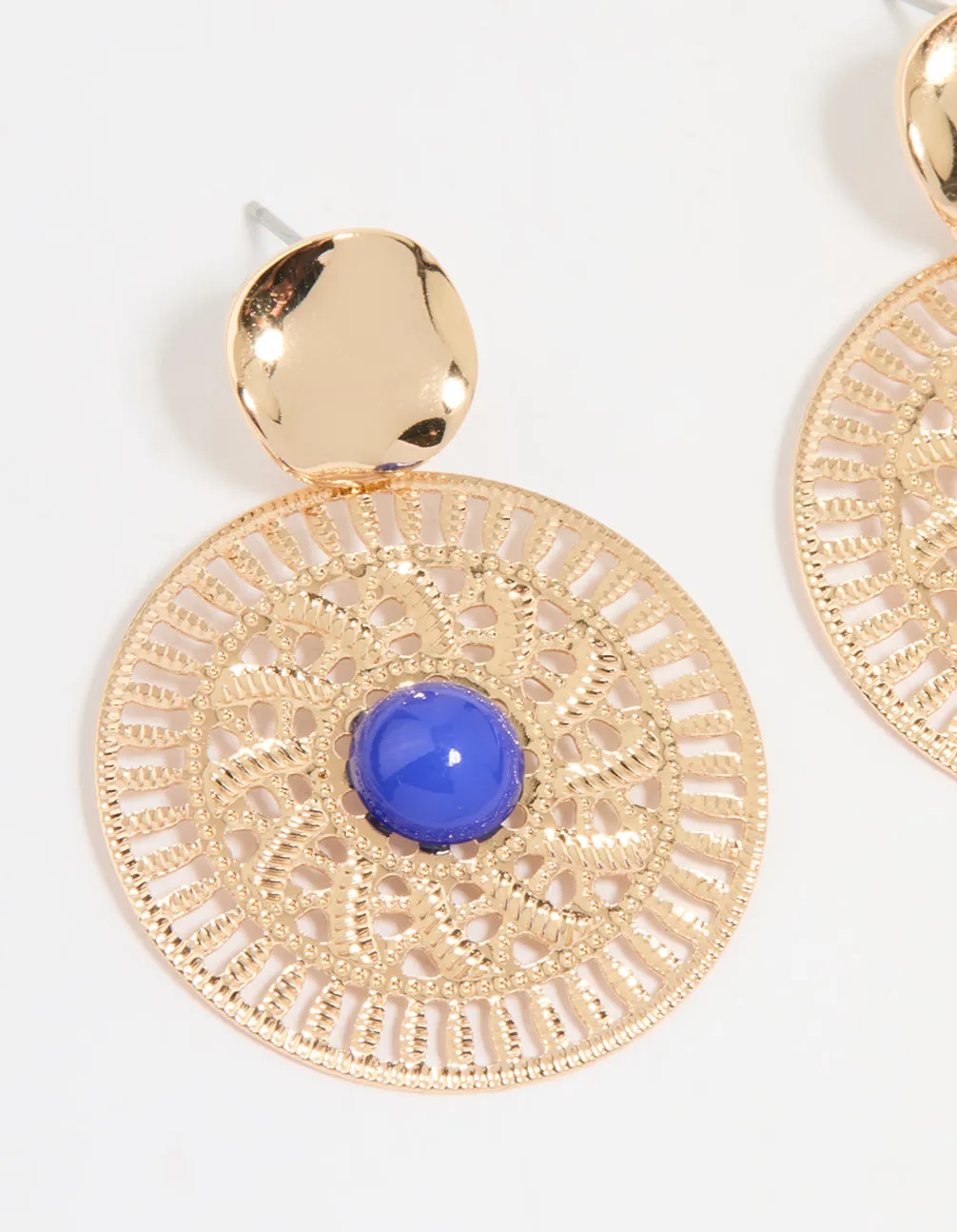 Gold Filigree & Blue Marble Center Drop Earrings sold by lovisa product image thumbnail 4