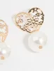 Gold Pearl Textured Heart Drop Earrings sold by lovisa