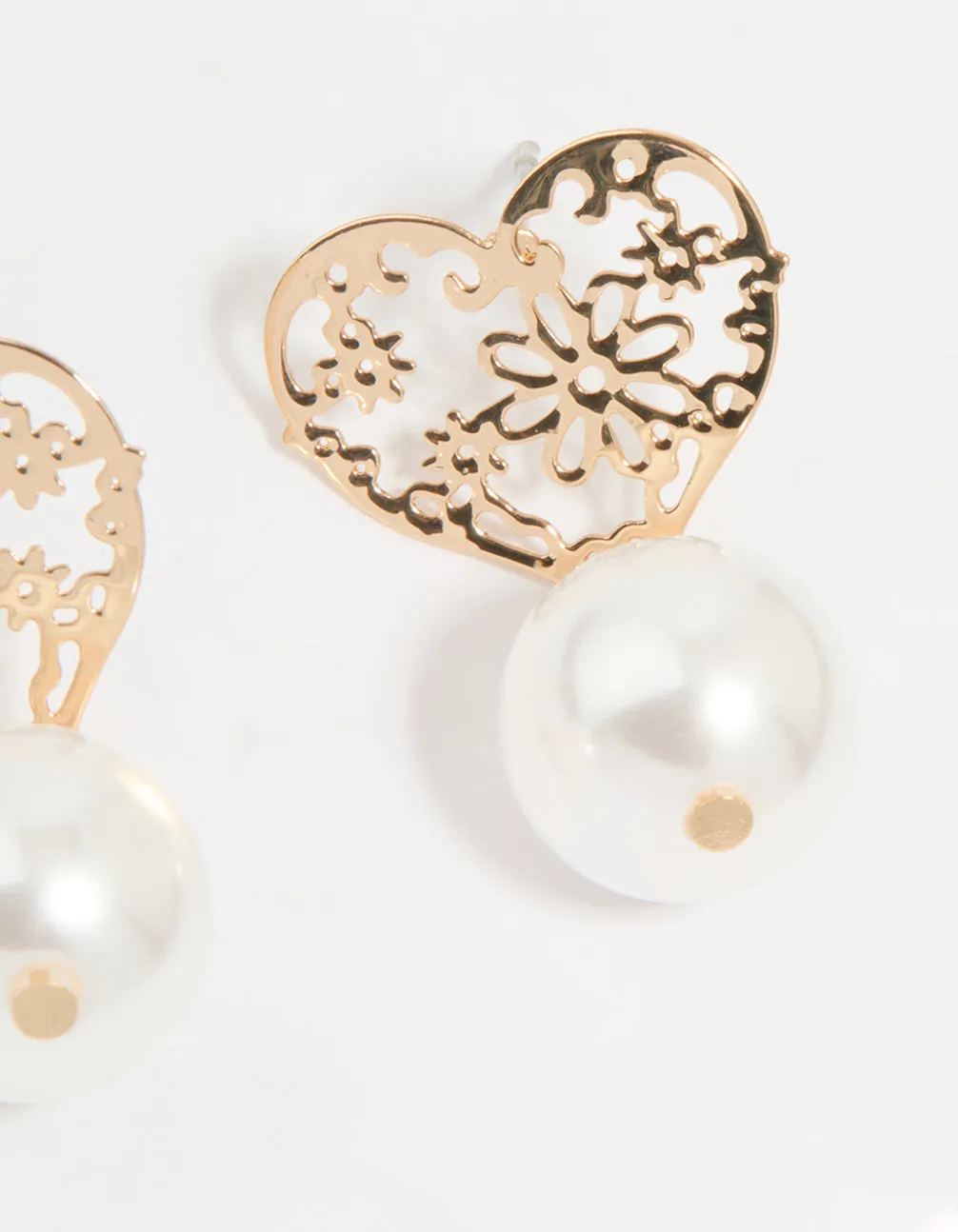 Gold Pearl Textured Heart Drop Earrings sold by lovisa product image thumbnail 5