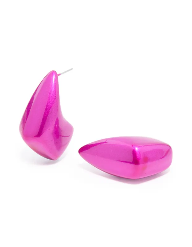Fuschia Acrylic Bubble Geometric Hoop Earrings sold by lovisa