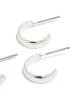Silver Textured & Smooth Hoop Earrings 3-Pack sold by lovisa
