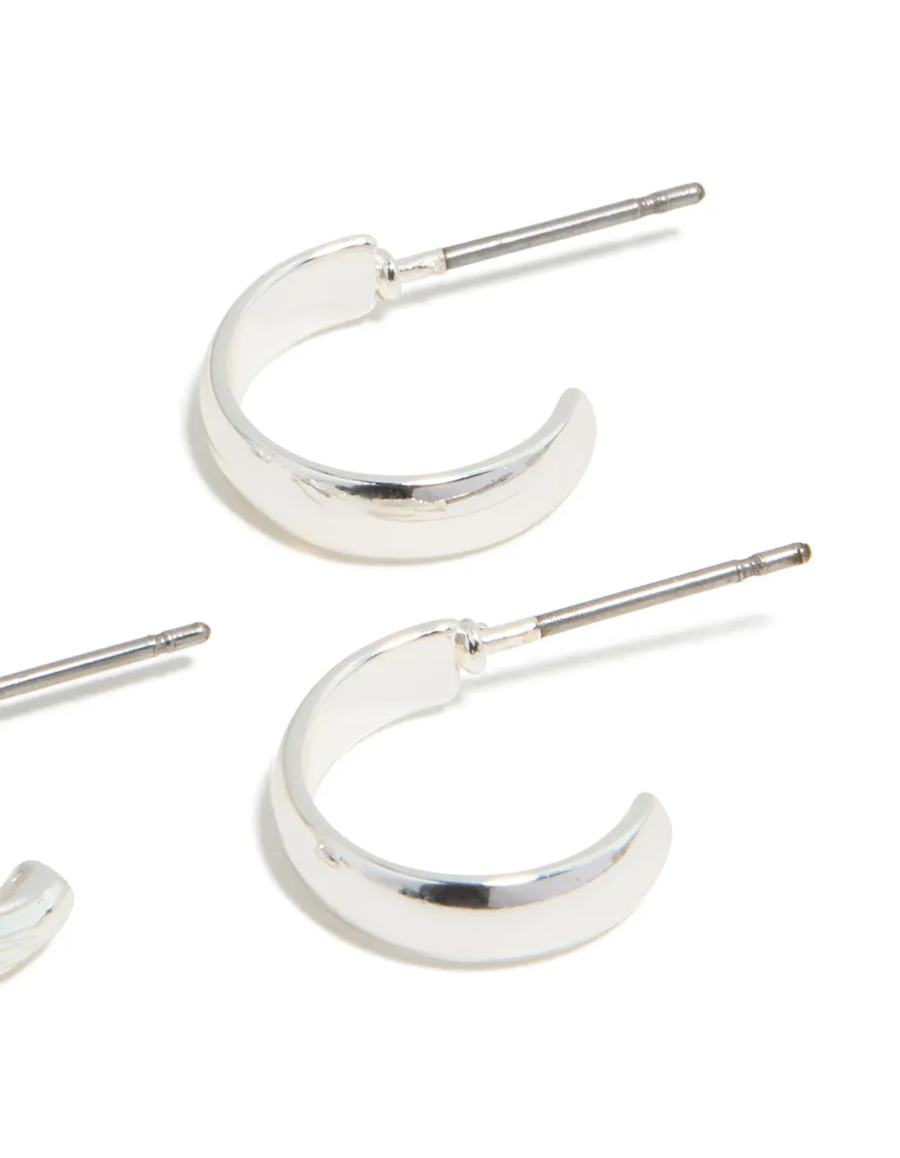 Silver Textured & Smooth Hoop Earrings 3-Pack sold by lovisa product image thumbnail 3