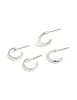 Silver Textured & Smooth Hoop Earrings 3-Pack sold by lovisa