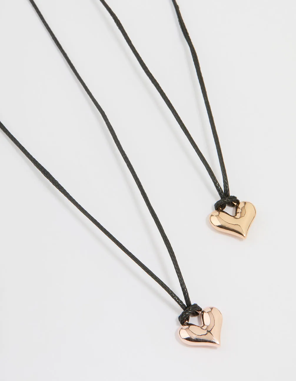 Rose Gold Cord Bubble Heart Necklace 2-Pack sold by lovisa