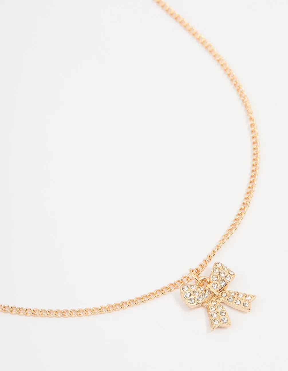 Gold Diamante Bow Necklace sold by lovisa